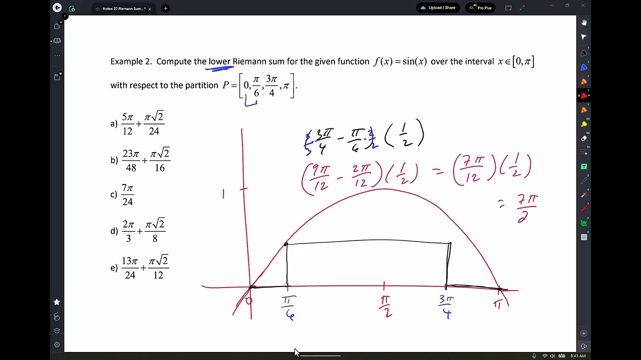 C Notes 27 Summations and Intro to Lower Riemann Sums