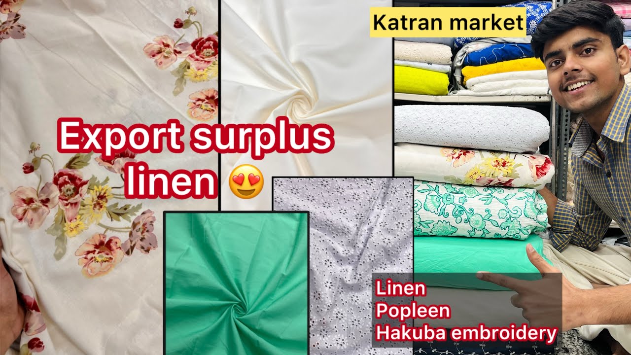 Linen, Popleen 😍| export surplus fabric on heavy discount 😱|katran market Mangolpuri latest video 