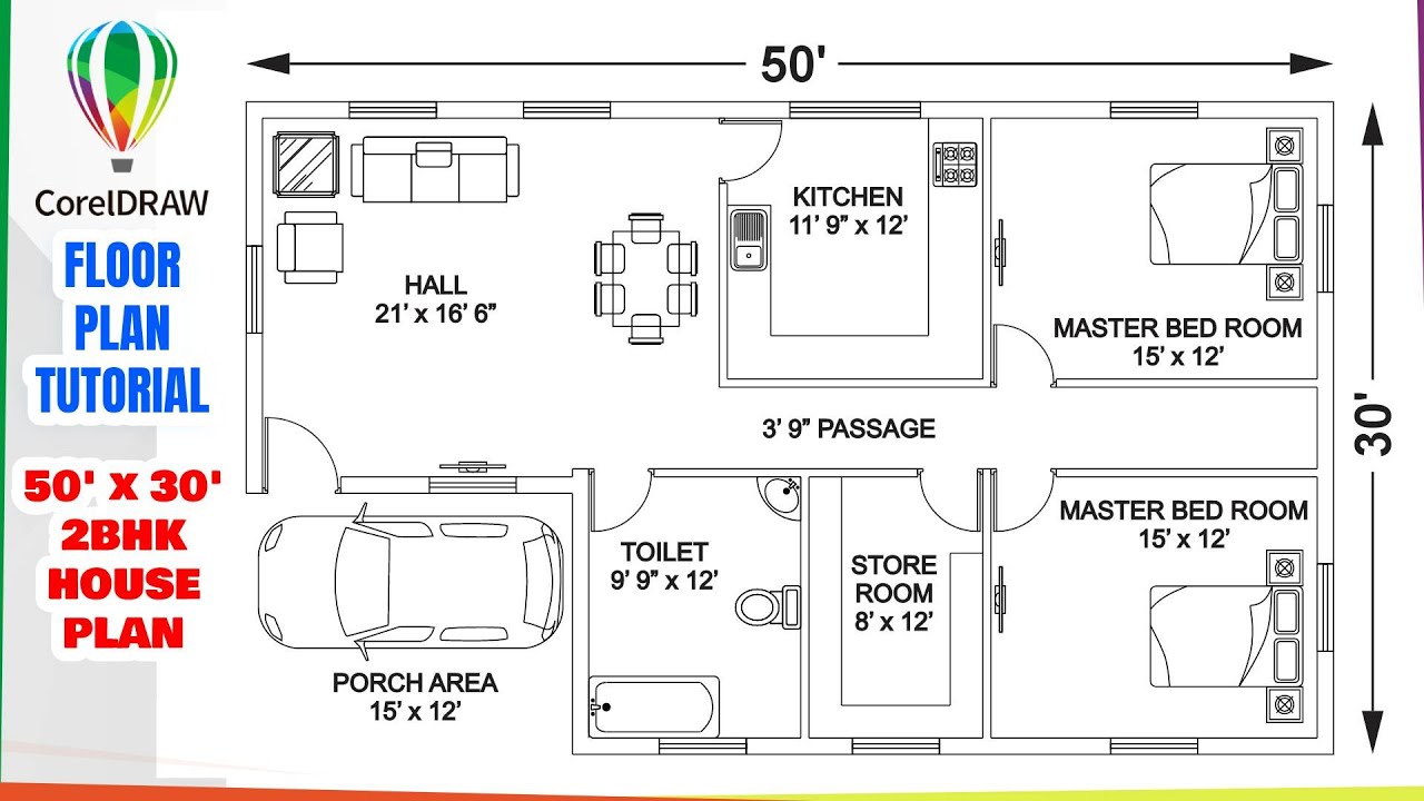 How to create a 50' x 30' Floor Plan in CorelDraw