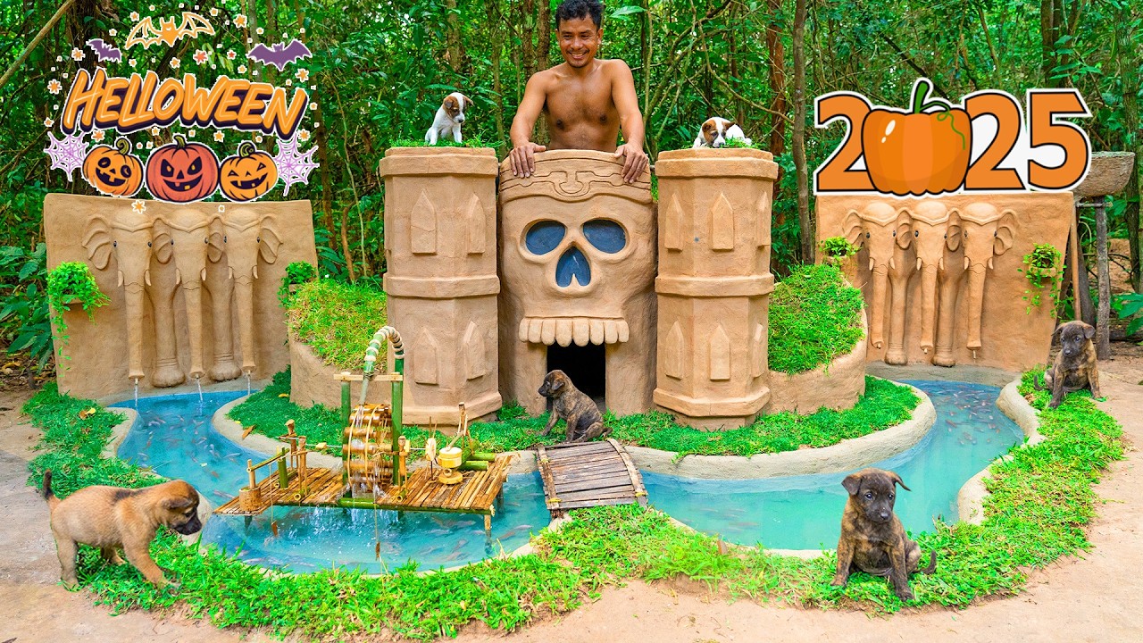 Building Spooky Haunted Mansion Dog House For Rescued Puppy