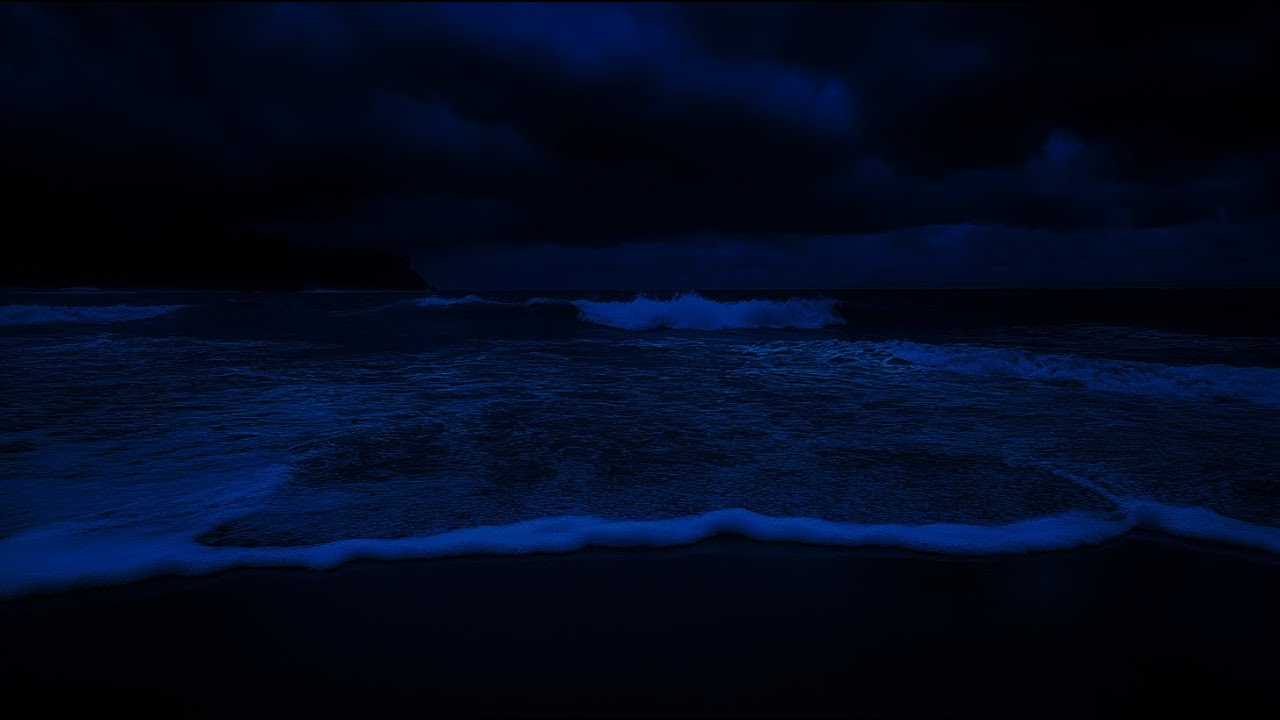 Midnight Ocean Waves in the Dark | Night Sea Soundscape for Calm Thoughts and Deep Sleep