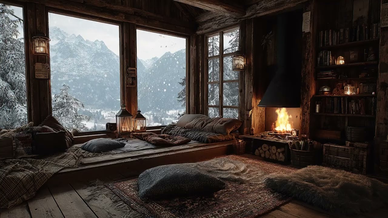 3 Hours Cozy Fireplace Night 🔥 Crackling Fire Sounds for Deep Sleep