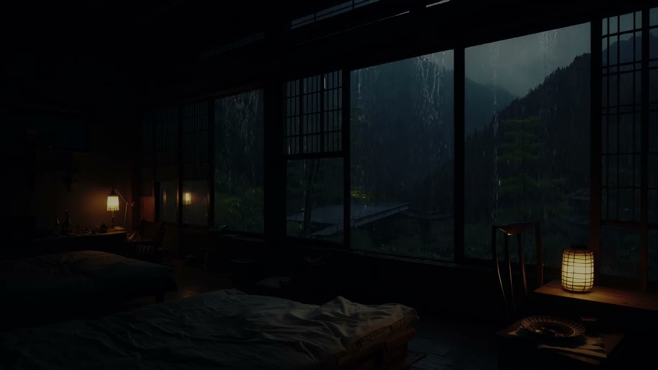 Rainy Night Bedroom Ambience | Relaxing Rain Sounds Outside the Window for Sleep