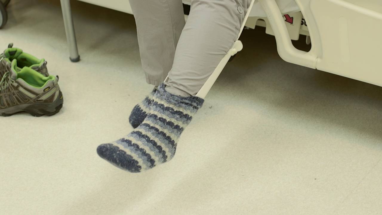 Putting on and taking off socks and stockings after hip replacement