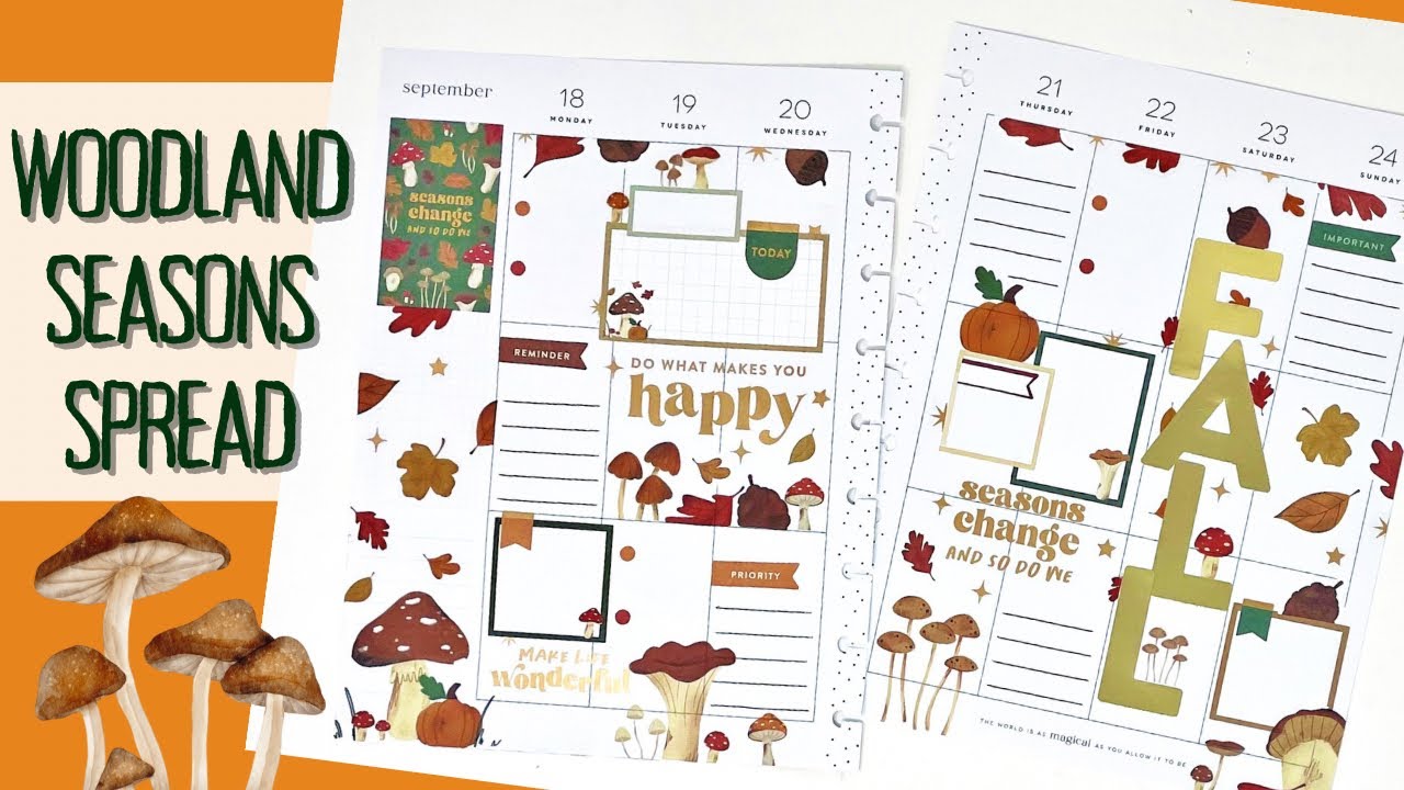 PLAN WITH ME | WOODLAND SEASONS SPREAD | THE HAPPY PLANNER