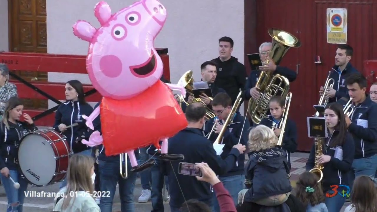 Villafranca, Fiestas de la Juventud, ronda con la Charanga y los cabezudos 01-05-2022
