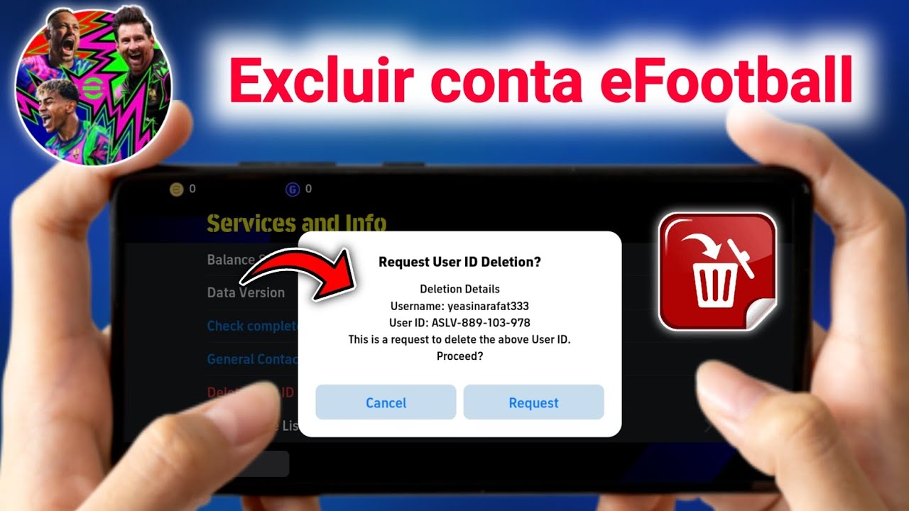 Como EXCLUIR uma conta do eFootball 2025 | Excluir o ID Konami permanentemente | passo a passo fácil