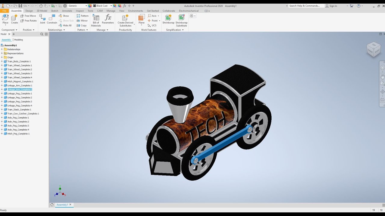 Autodesk Inventor: Проект мини-поезда — Сборка поезда