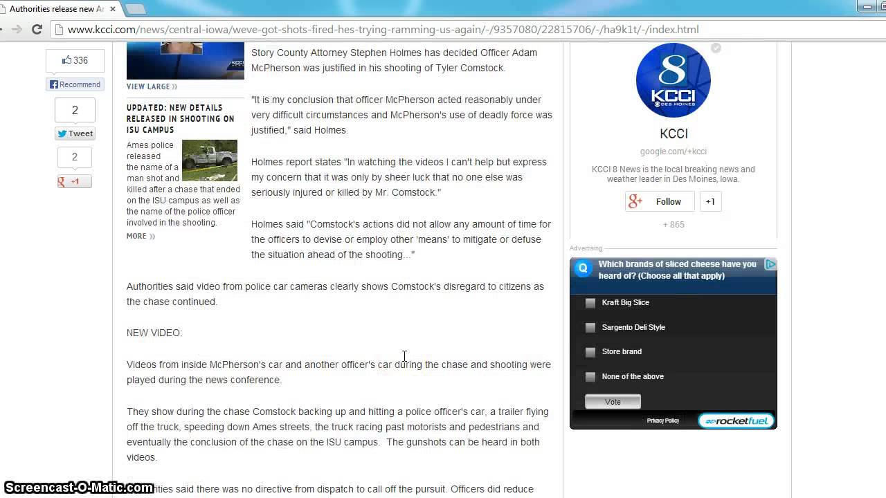 Breaking News on Tyler Comstock Death By Cop