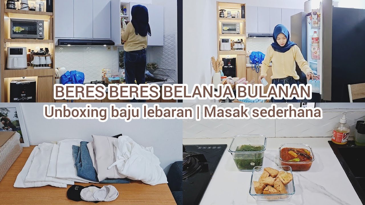 #ramadanvlog Beres beres belanja bulanan | Unboxing baju lebaran hari pertama | Masak sederhana