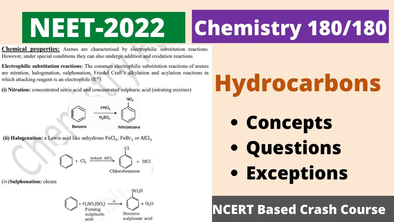 Hydrocarbons | NEET-22 Chemistry 180/180 NCERT Based Crash Course | Concepts | Questions