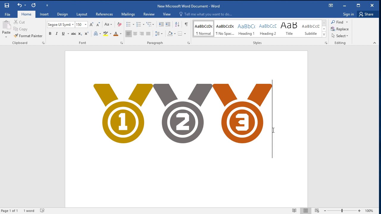 How to type Awards symbols in word: First place, second place, third place symbols in word
