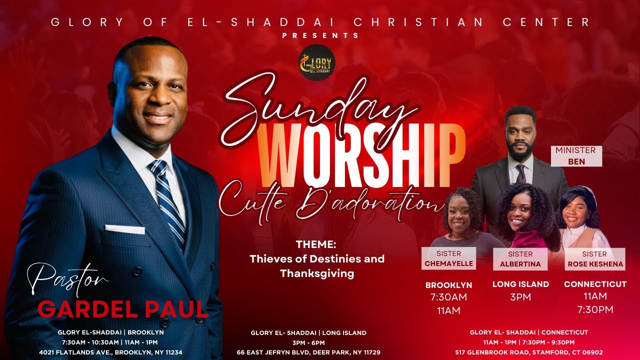 01/11/2026 | Sunday Worship Service @ Glory of El-Shaddai LI Campus | Rev Gardel Paul