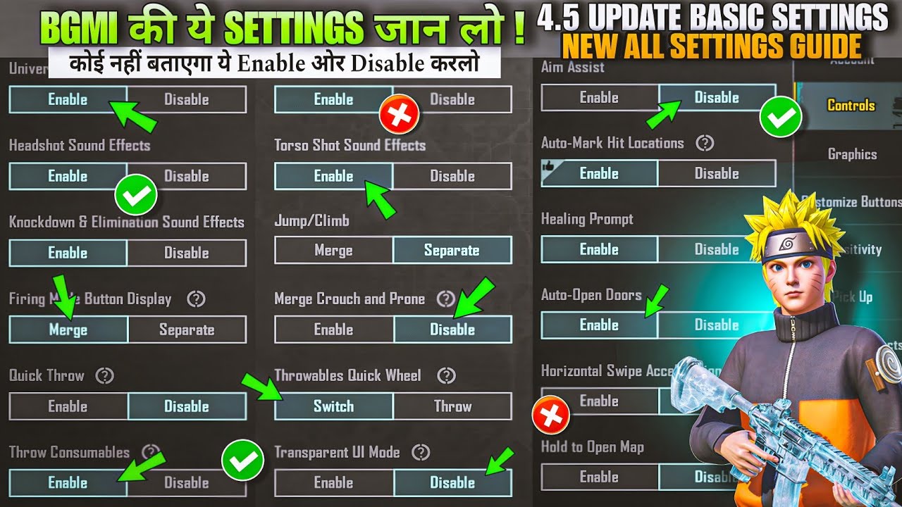 BGMI & PUBG 4.5 UPDATE All NEW BASIC SETTINGS GUIDE 🔴 / Important Basic + Advanced Control Settings