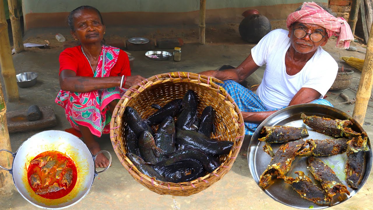 Fishing & Cooking Climbing Perch Fish recipe by our grandfather & grandmother |