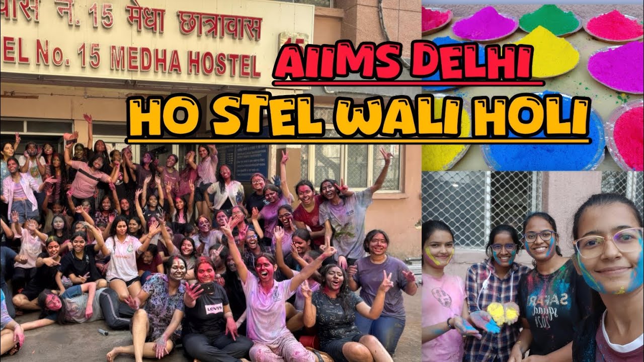 LAST HOSTEL WALI HOLI ❤️🥹.     #holi #hostellife #aiimsdelhi #nursingstudent 