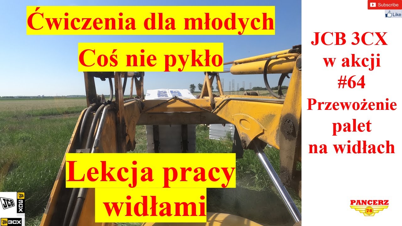 JCB 3CX w akcji. #64 Przewożenie palet na widłach. Lekcja pracy widłami. Katastrofa na budowie.