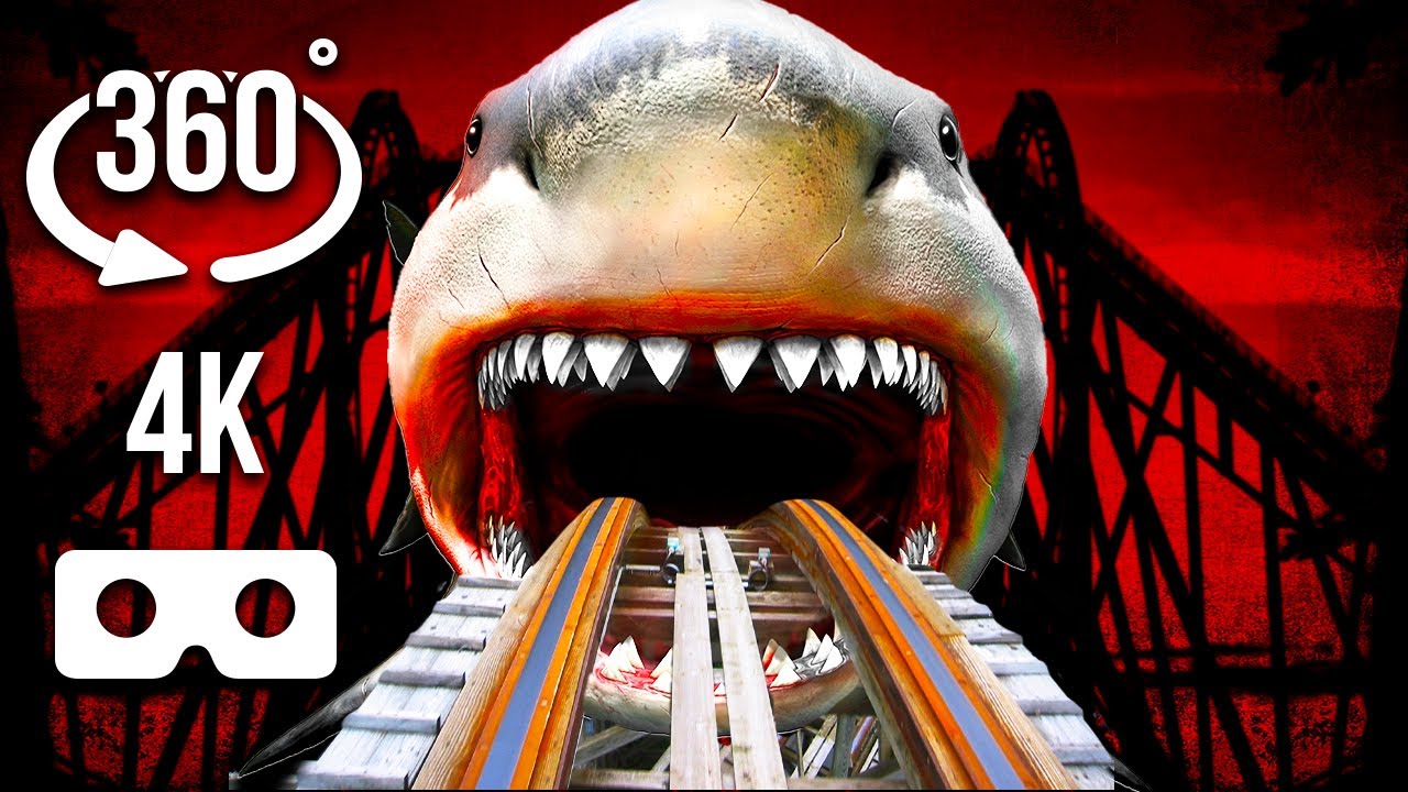 360 VR Video Megalodon Roller Coaster & SIREN HEAD | 4K | Escape Shark