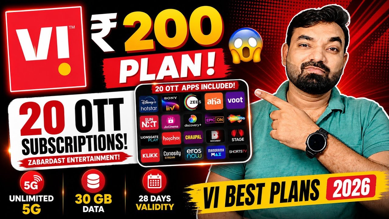 Vi Rs 200 Plan With Free OTT Subscription! 😱 | Vi Best Recharge Plans 2026 #VodafoneIdea #ViRecharge