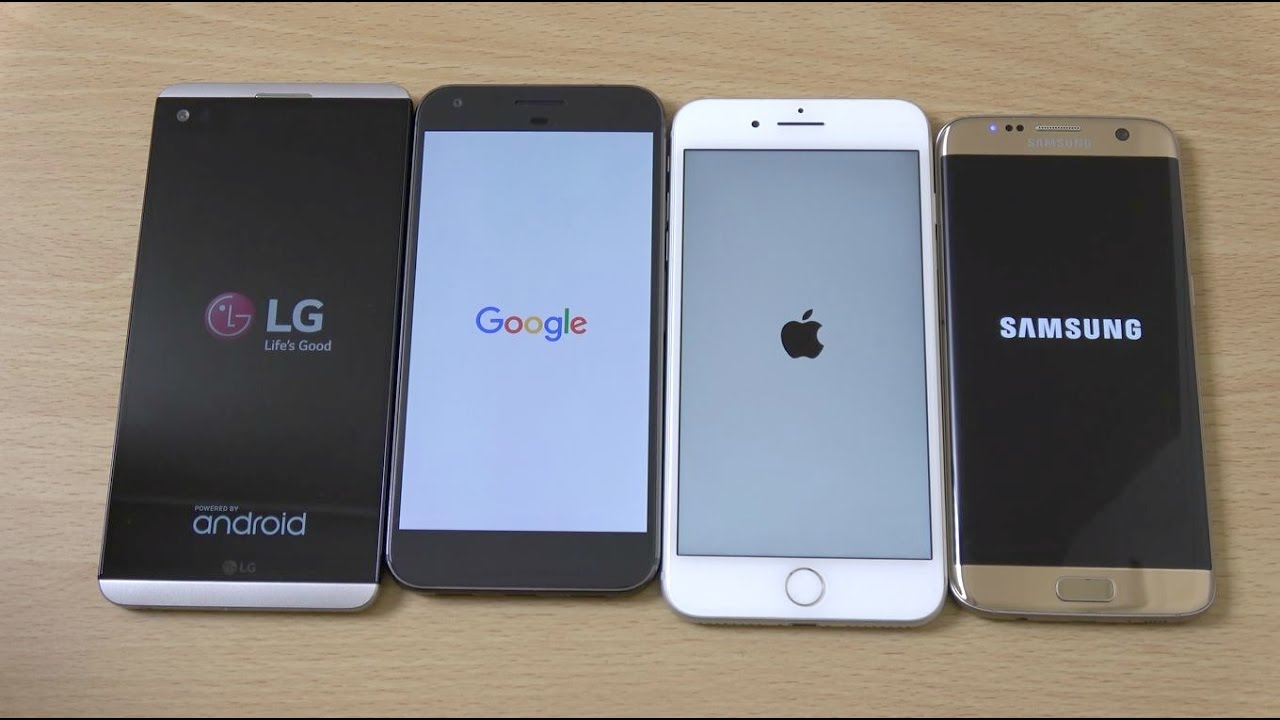 S7 Edge vs iPhone 7 Plus vs LG V20 vs Pixel XL Android 7.0 Nougat - Speed Comparison!