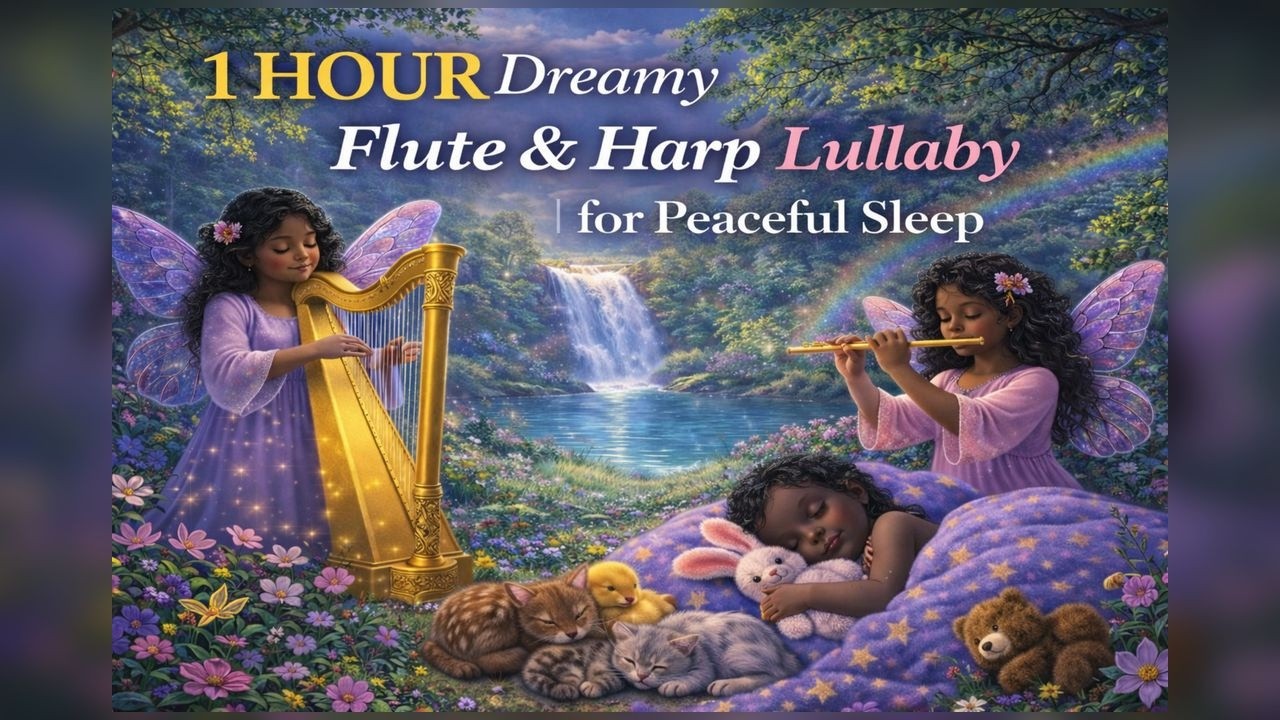 🌙✨ 1 Hour Dreamy Flute & Harp Lullaby for Peaceful Sleep ✨🧚‍♀️