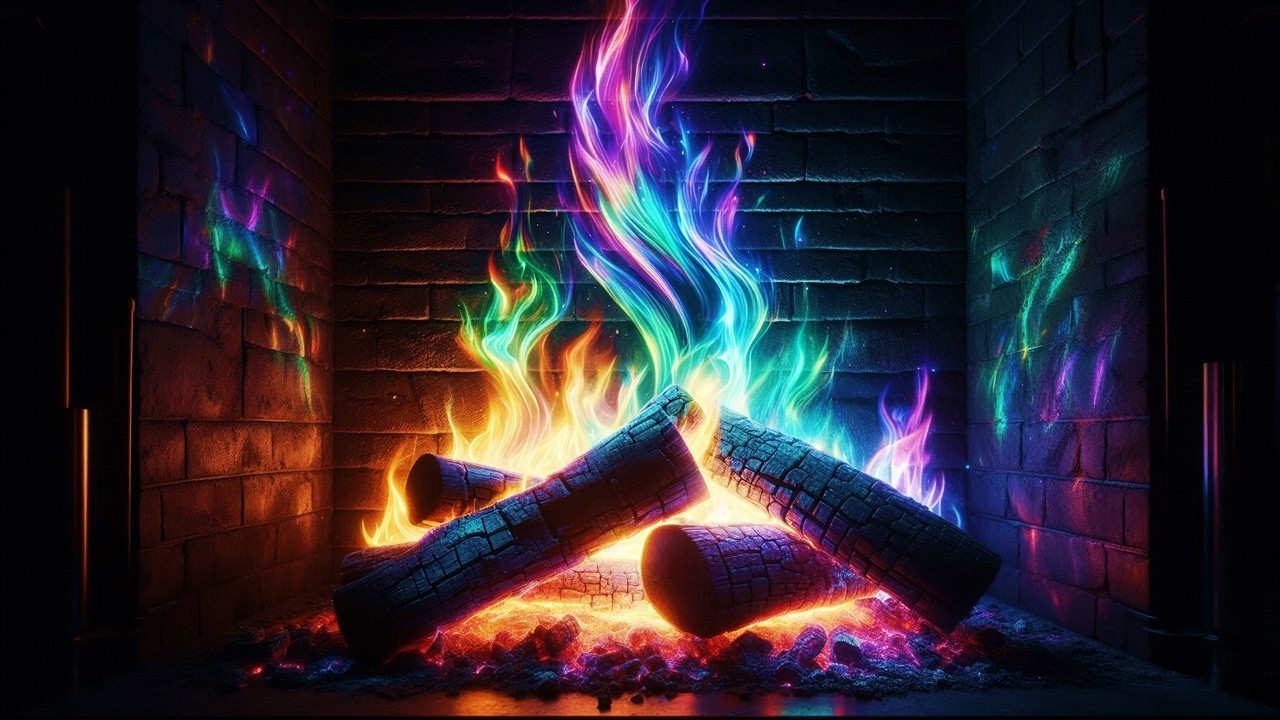 Beautiful Rainbow Fireplace Flames in 4K UHD! (12 HOURS) Magical Fireplace Must See!