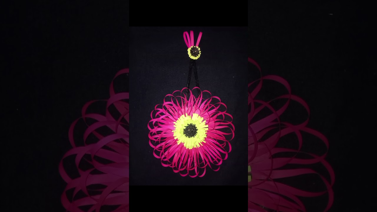 Easy paper flower wall Hanging idea #craft decor #🤭