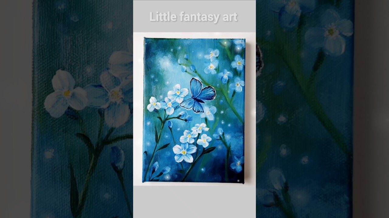 Easy Flowers Painting for beginners 🩵 #acrylicpainting #shorts #art