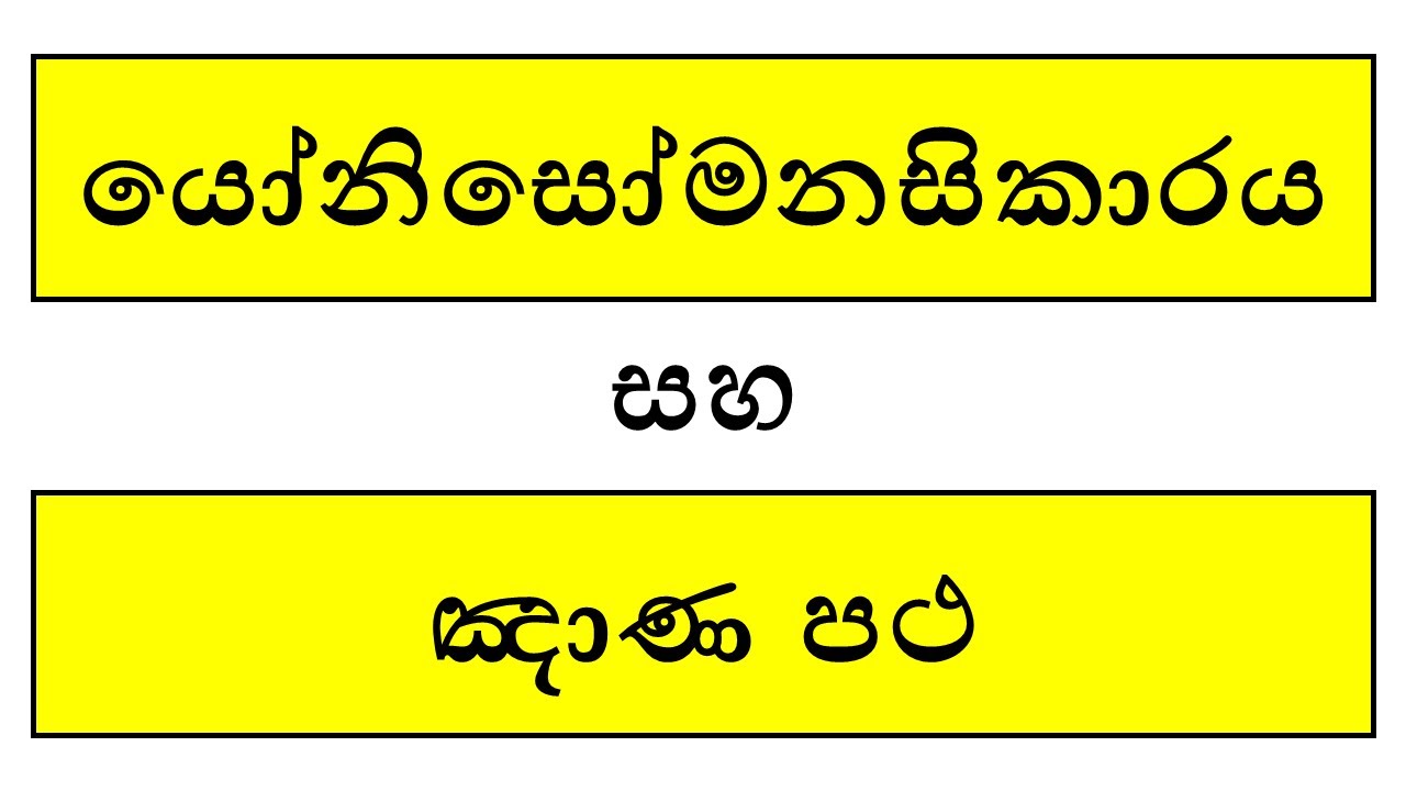 යෝනිසෝමනසිකාරය සහ ඤාණ පථ