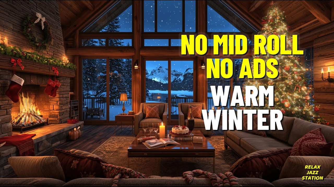 🌲 Warm Winter Jazz 🎷 Fireplace Ambience (No Ads)