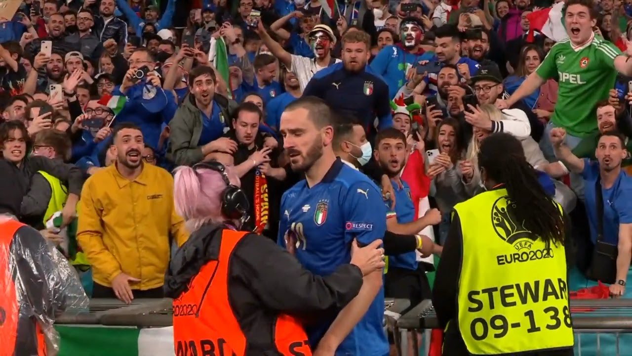 Bonucci: steward lo scambia per tifoso invasore in Italia Spagna di Euro 2020