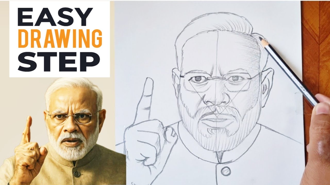 How to draw Narendra Modi Drawing step by step #narendramodi