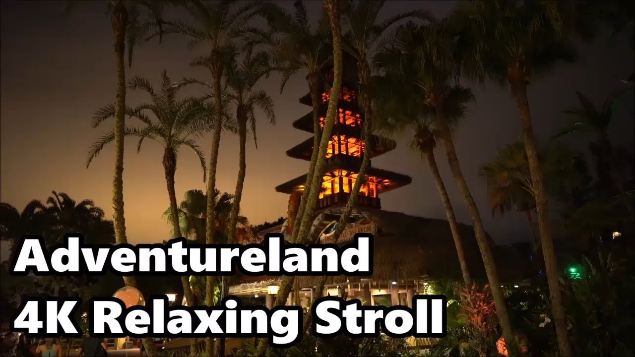 Adventureland - Magic Kingdom | Relaxing Stroll at Night in 4K | Walt Disney World