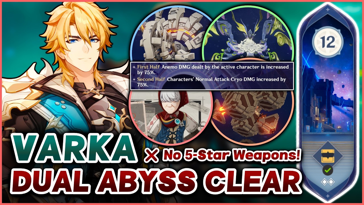 Varka Clears Both Halves – Spiral Abyss Luna V (March) | 4★ Weapons Only | Genshin Impact