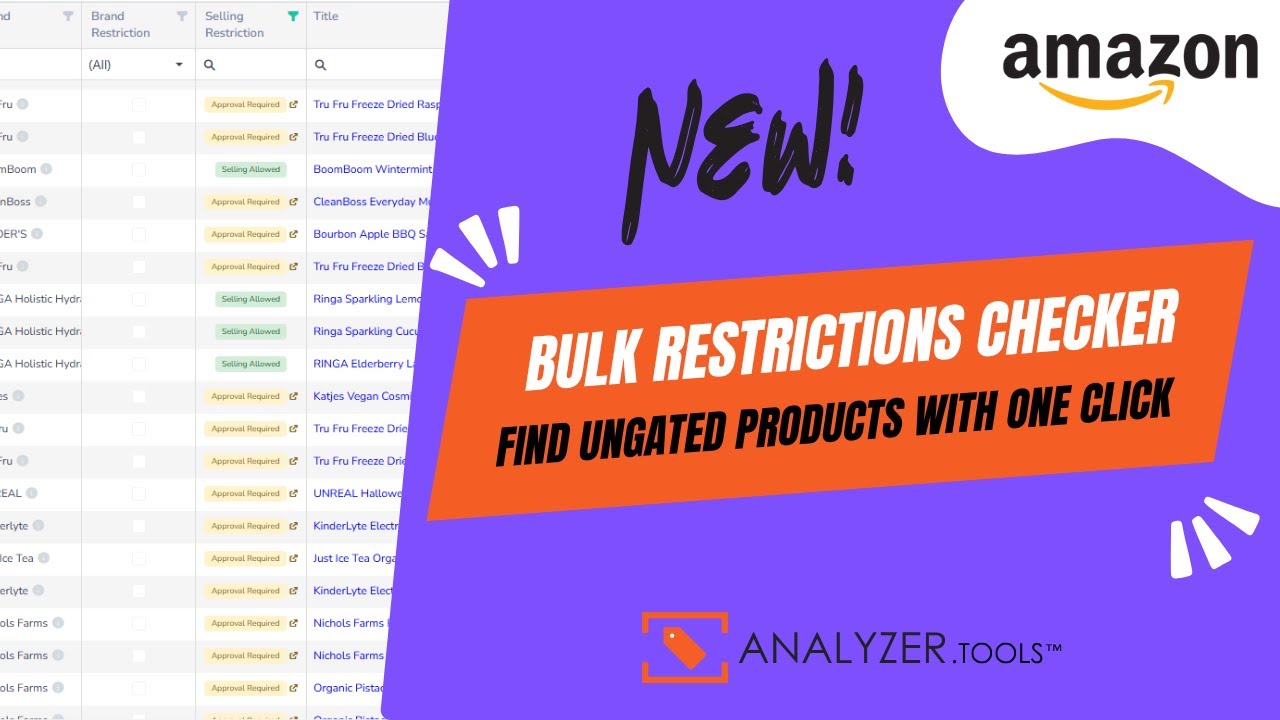 Bulk Amazon Ungating: Check Seller Restrictions (20,000 ASINs). Selling Allowed vs Approval Required