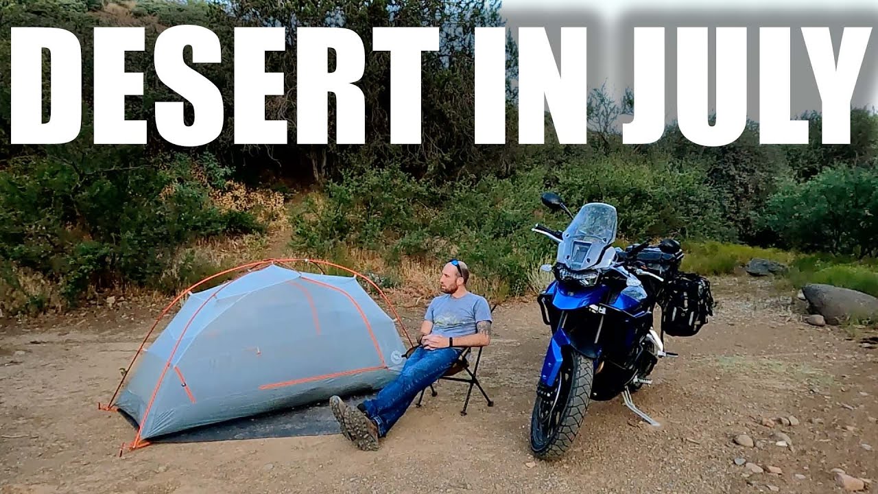 High Heat Motorcycle Camping in July Desert