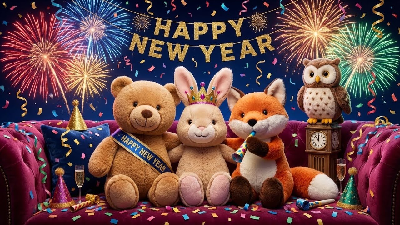 🧸 Happy New Year With Plush Friends & FireWorks ✨ | Cozy Ambience & Music