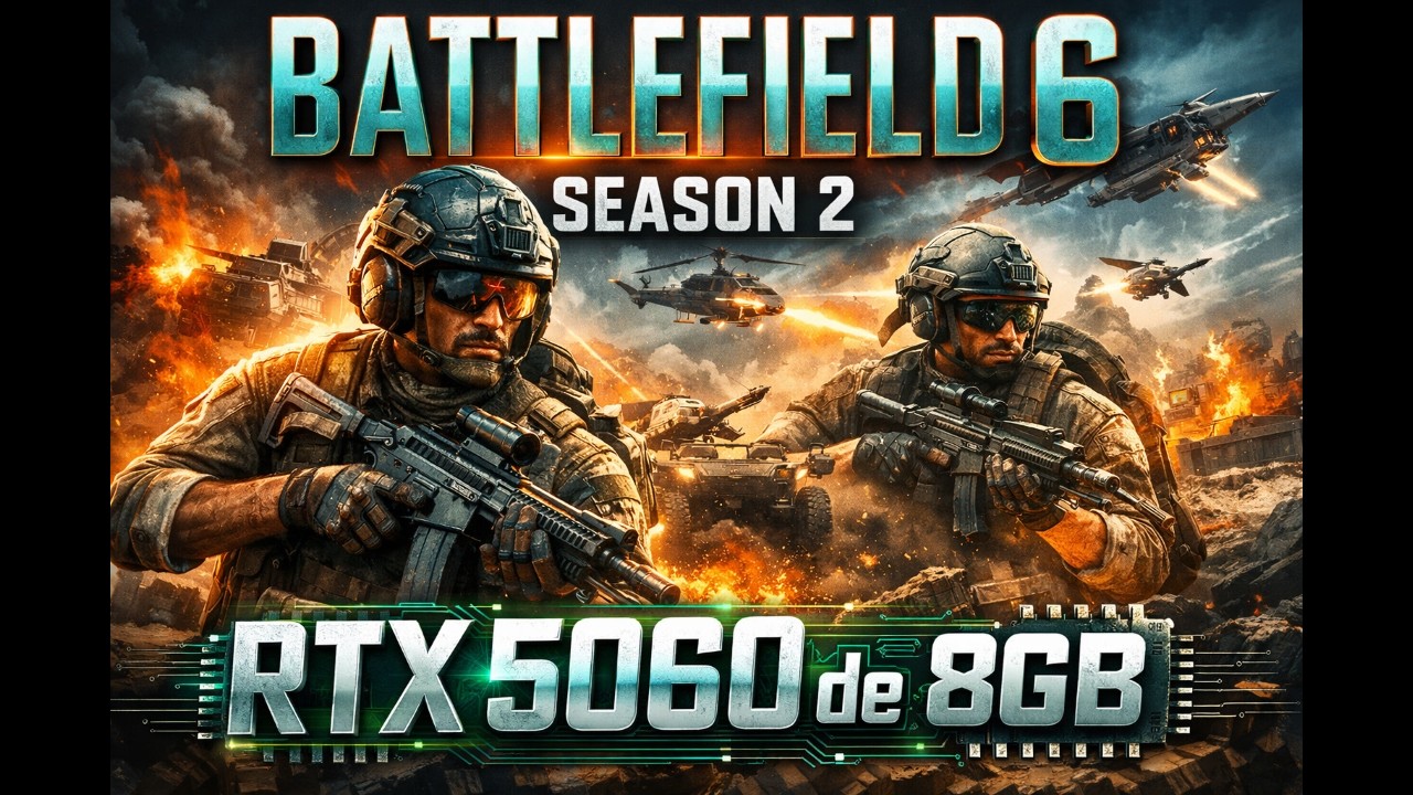 R7 5700X3D RTX 5060 de 8gb teste e Game play do Battlefield 6
