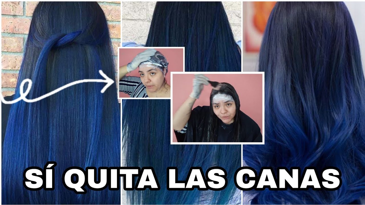 As&iacute; me TI&Ntilde;O EL CABELLO de NEGRO AZULADO cuando Tengo CANAS 😳💙 pintarse el pelo negro azul