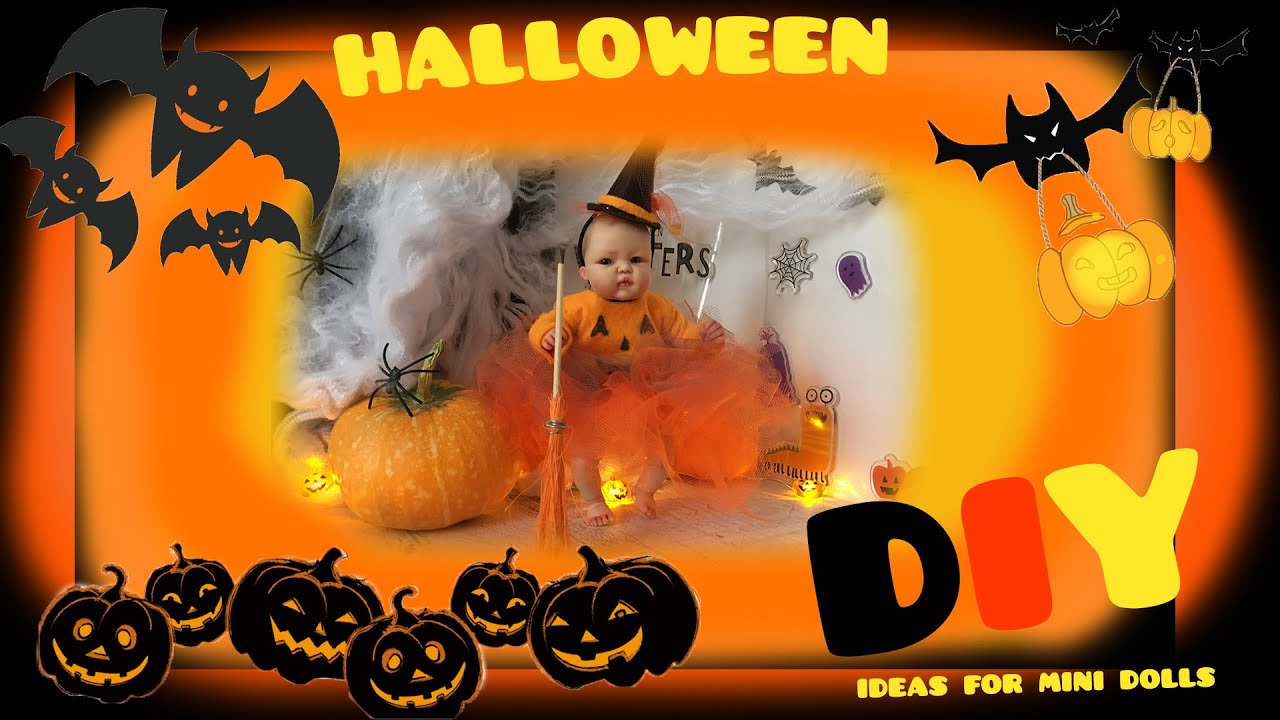 DIY Halloween costumes for mini reborn doll | DIY Костюмы на  Хэллоуин для куклы мини реборн