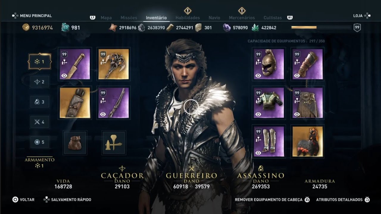 Assassin's Creed® Odyssey Build Híbrida com Machado de Tifão e Elmo das Trevas Atualizada