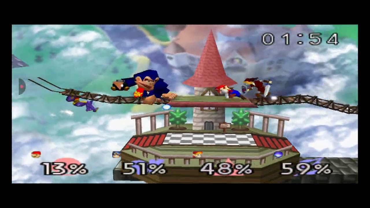 Super Smash Bros 64  Batallas - Mario y Link vs DK y Samus