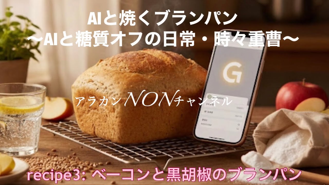 AI(Gemini)と作る【ほんのり塩味ベーコンと黒胡椒のブランパン】#Vlog188