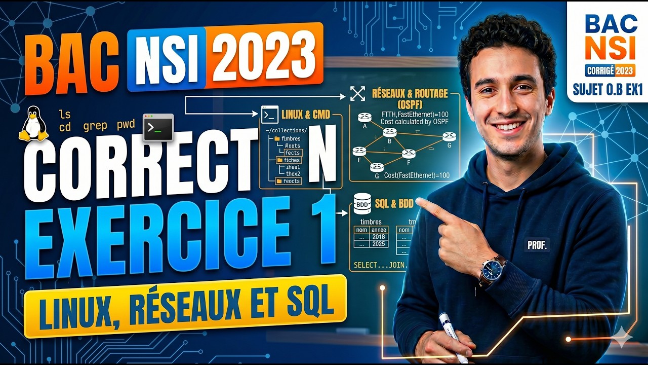 BAC NSI Sujet 0.B 2023 Exercice 1 Corrigé -  Linux, Résaux et SQL