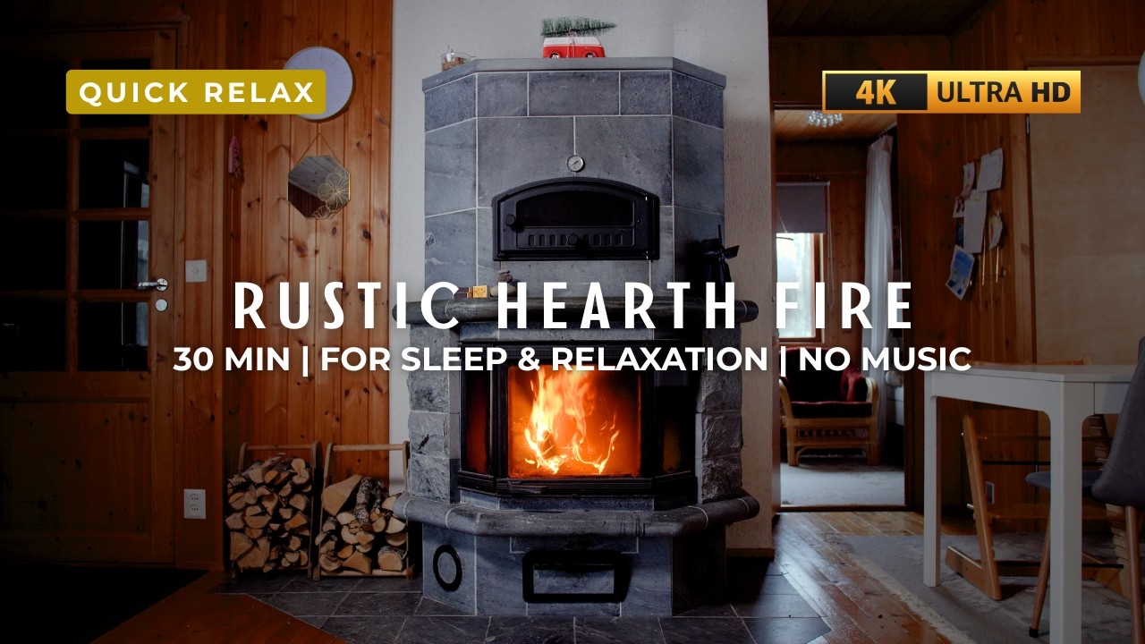 Rustic Hearth Fire 🔥 Cozy Cabin Fireplace Ambience | 30 Min Calm Atmosphere for Sleep, Study & Relax