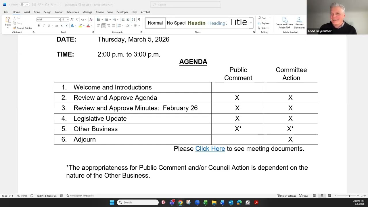 SBCC Legislative Committee Meeting - March 5, 2026