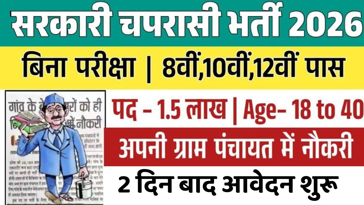 सरकारी स्कूल चपरासी भर्ती 2026 | Online Apply | School Peon Recruitment 2026 | Chaprasi Bharti 2026
