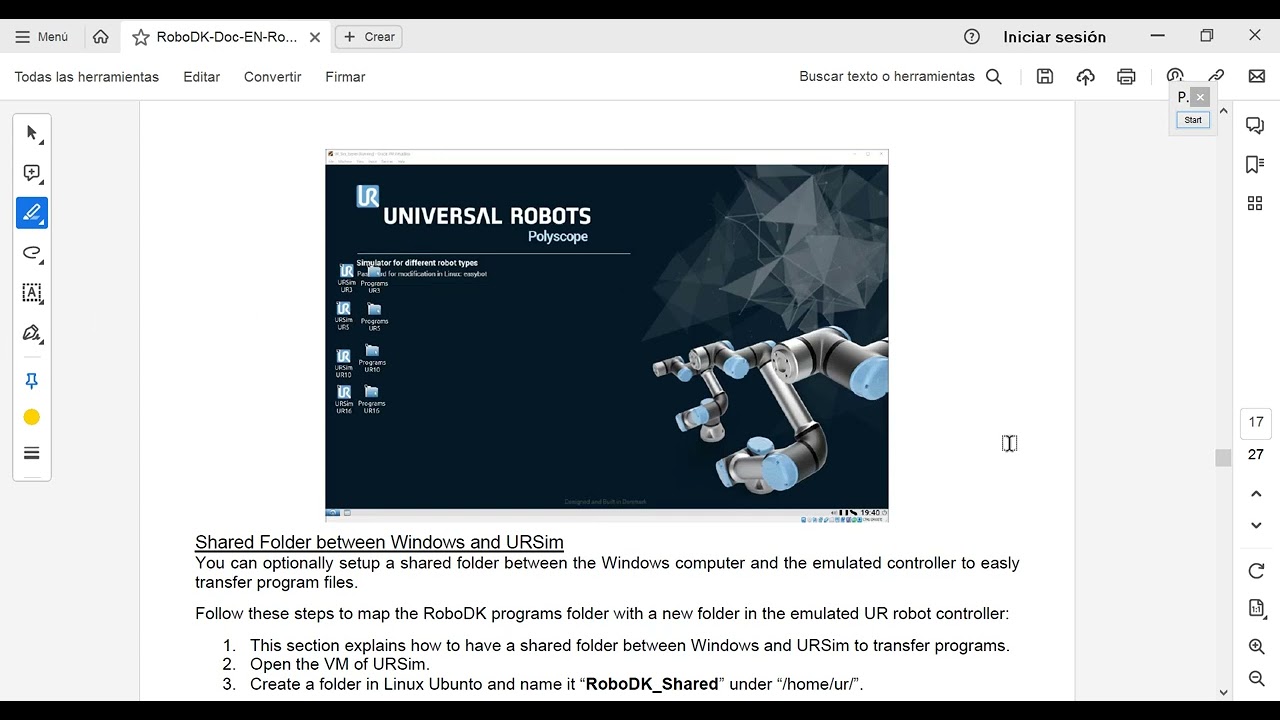 Instalación URSim y conexión con RoboDK
