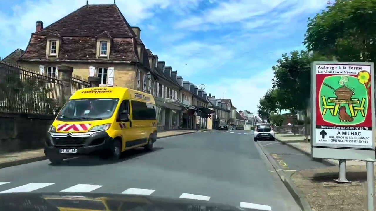 Gourdon (Lot) France - Driving into the medieval centre on a Sunday afternoon in May 2025.