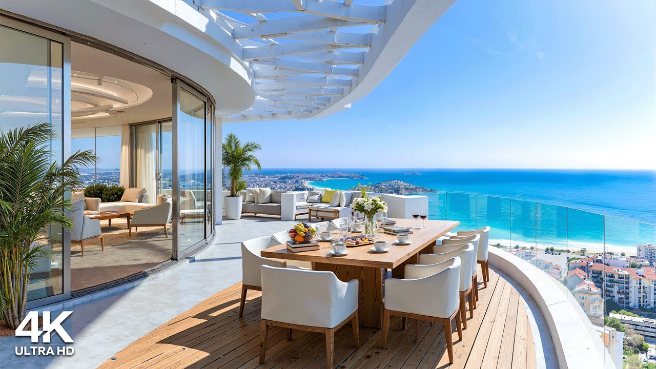 🌊 Morning Beach Balcony Ambience with Sweet Bossa Nova Jazz & Soothing Waves Sound for Study, Work